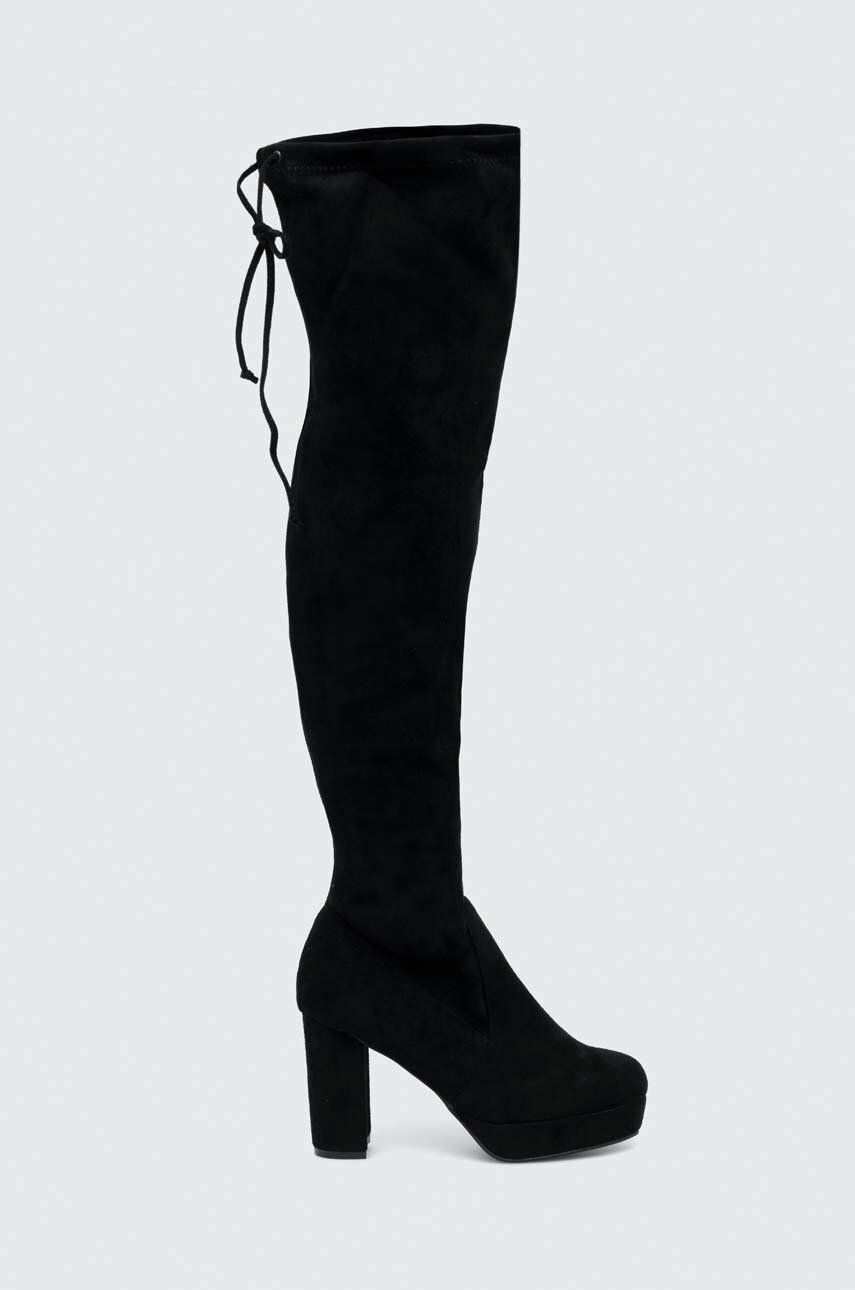 Levně Semišové boty Answear Lab dámské, černá barva, na podpatku