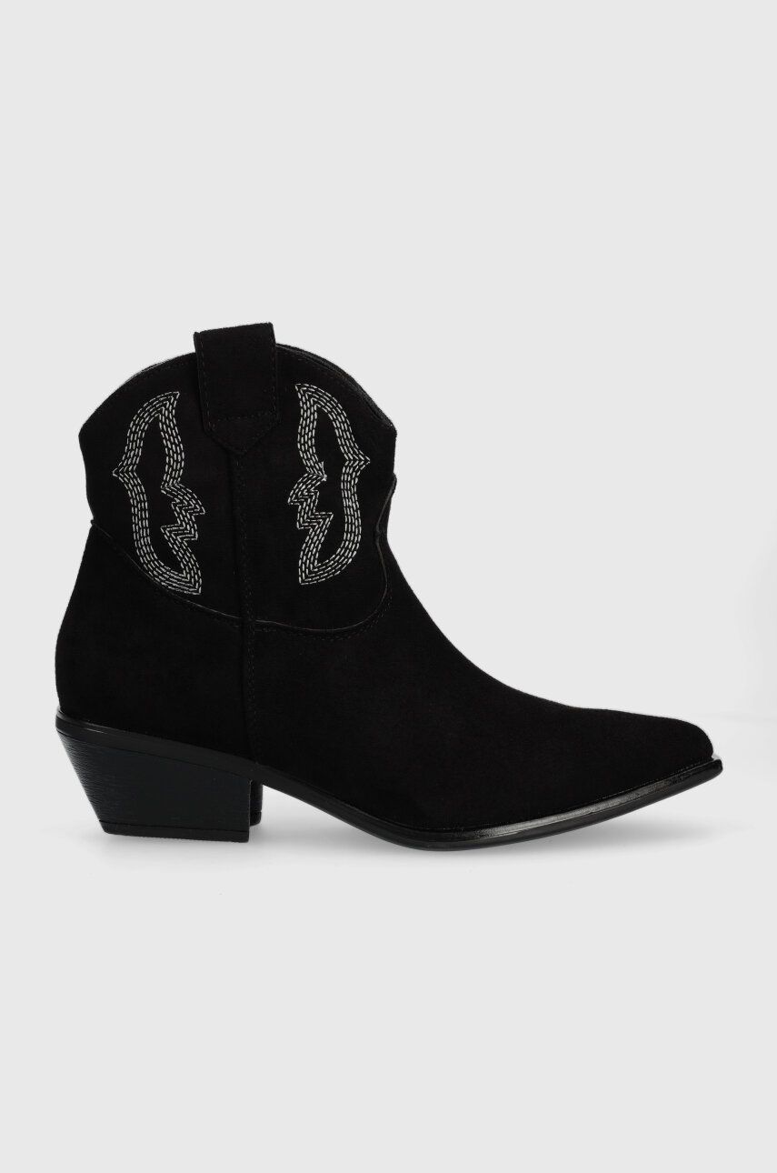 Westernové boty Answear Lab dámské, černá barva, na podpatku, lehce zateplené - černá - Svršek: Text