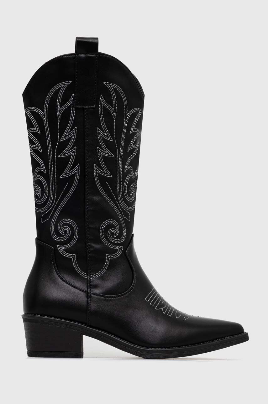 Levně Westernové boty Answear Lab dámské, černá barva, na plochém podpatku, lehce zateplené