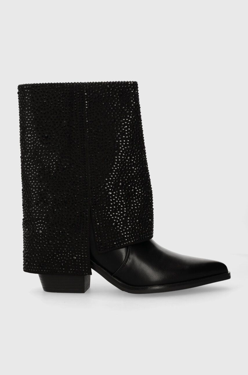 Levně Westernové boty Answear Lab dámské, černá barva, na podpatku, lehce zateplené