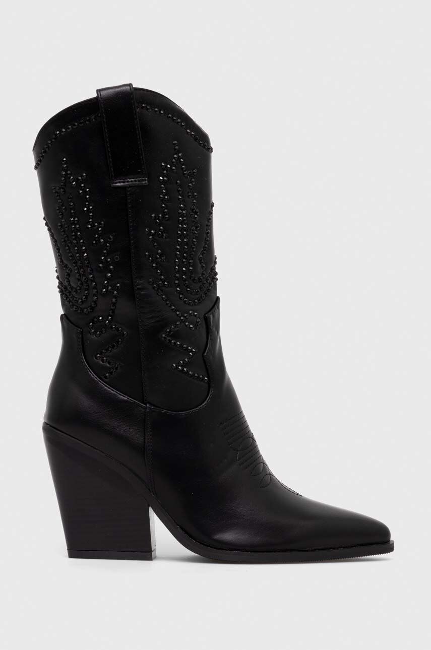 Levně Westernové boty Answear Lab černá barva, na podpatku