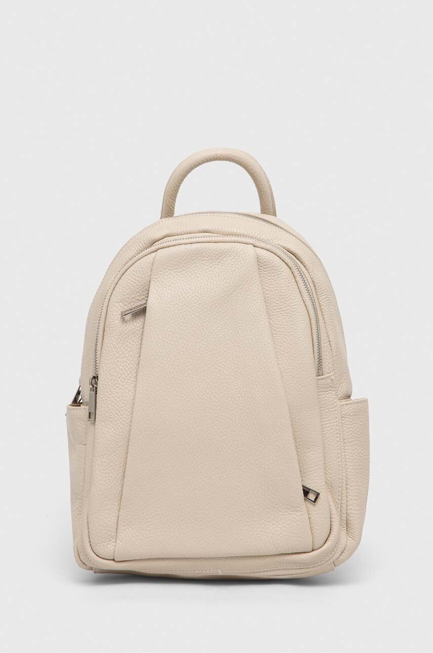 E-shop Kožený batoh Answear Lab dámský, béžová barva, malý, hladký