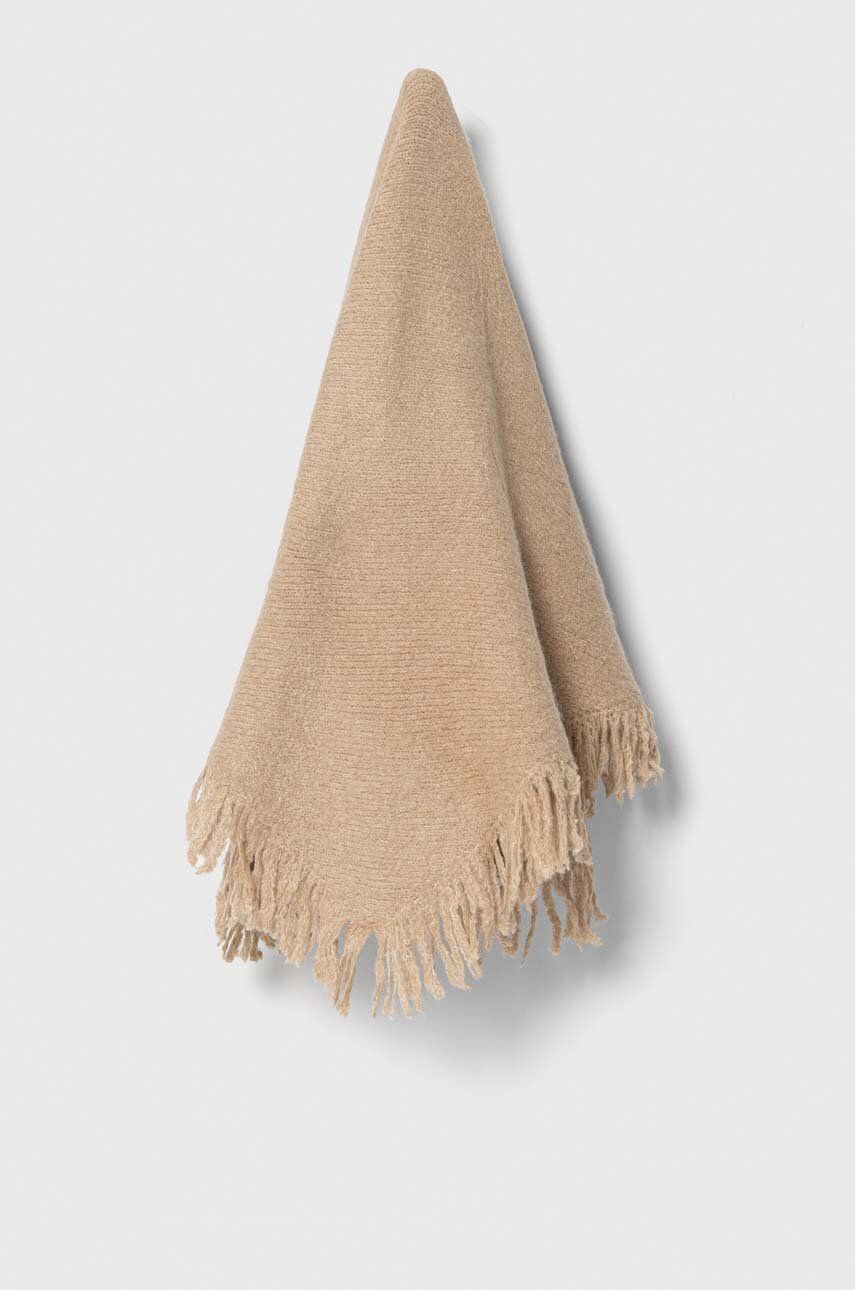 Levně Šátek z vlněné směsi Answear Lab béžová barva, hladký