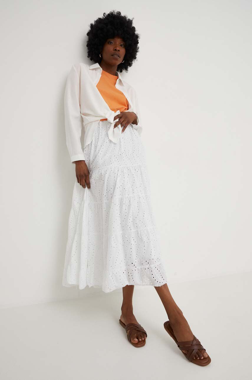 Bavlněná sukně Answear Lab bílá barva, maxi, áčková - bílá -  100 % Bavlna
