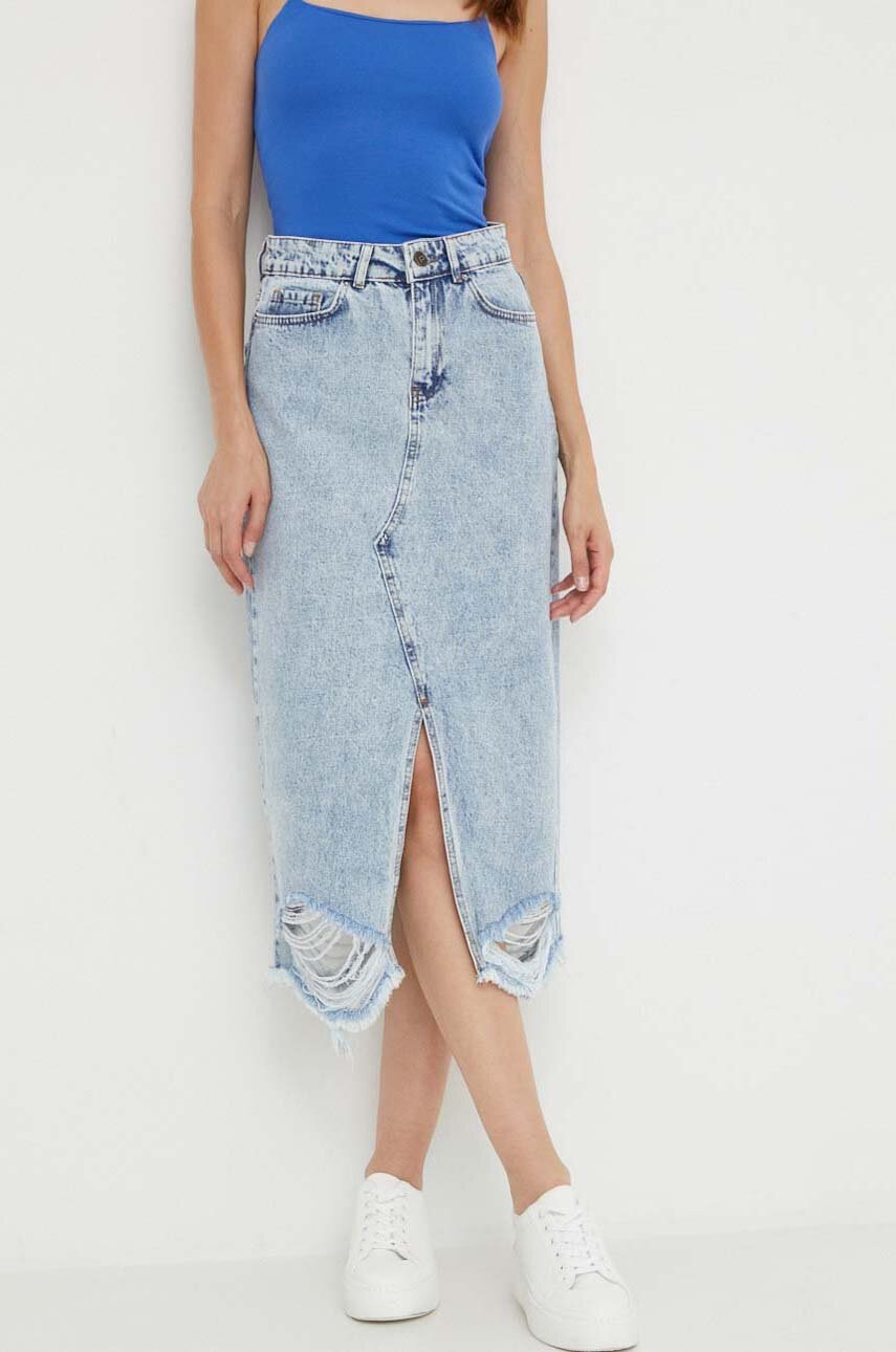 Answear Lab fusta jeans midi, drept