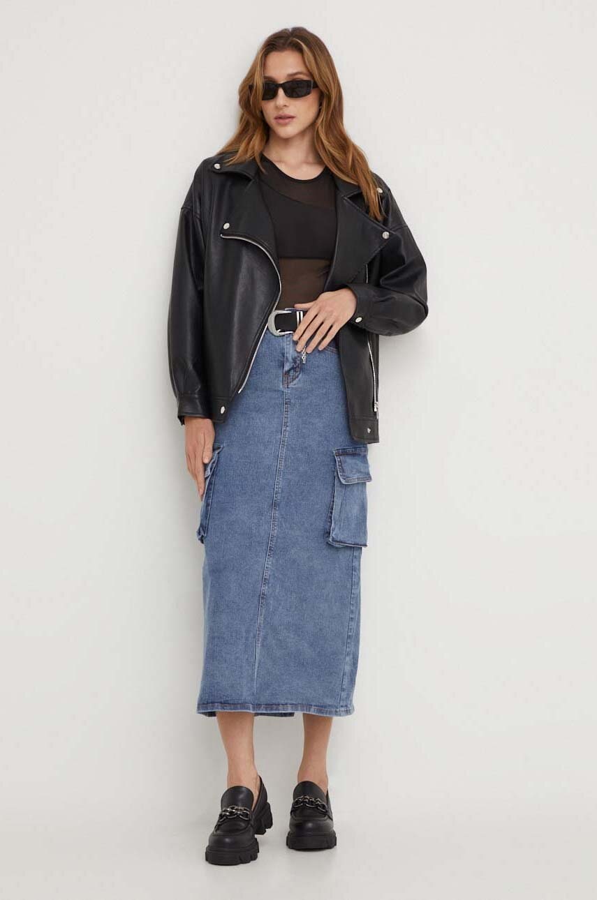 Answear Lab fusta jeans midi, drept