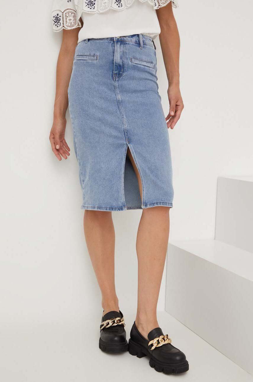 Answear Lab fusta jeans midi, drept