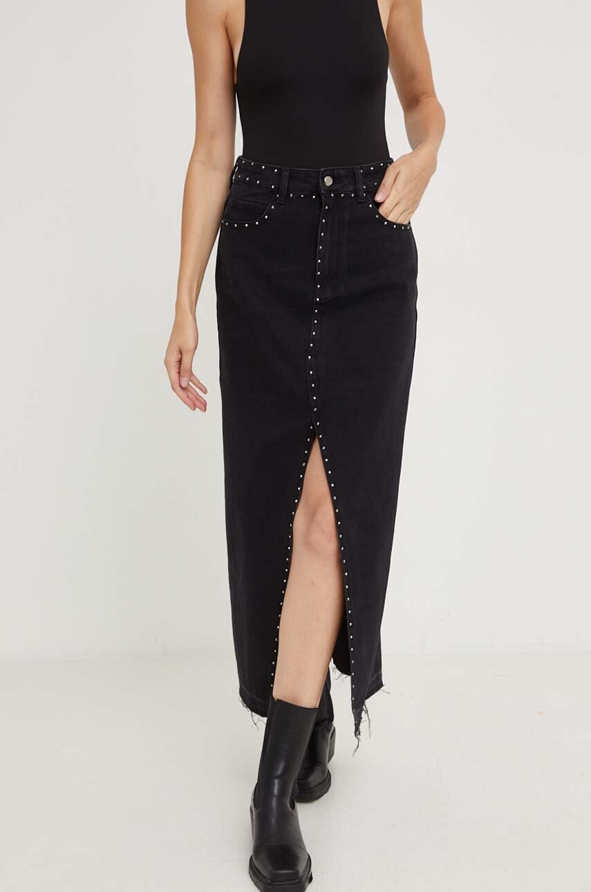 

Джинсовая юбка Answear Lab цвет чёрный maxi прямая