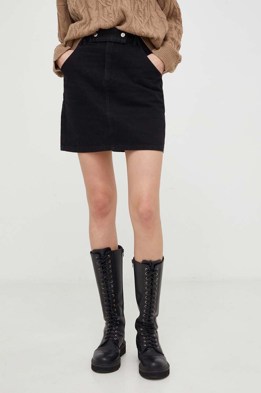 Džínová sukně Answear Lab černá barva, mini - černá -  100 % Bavlna