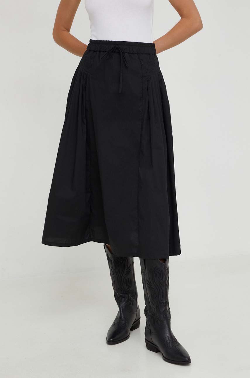 Bavlněná sukně Answear Lab černá barva, midi, áčková - černá - 100 % Bavlna