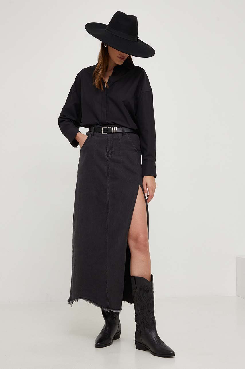 Džínová sukně Answear Lab X limited collection NO SHAME černá barva, maxi - černá - 90 % Bavlna