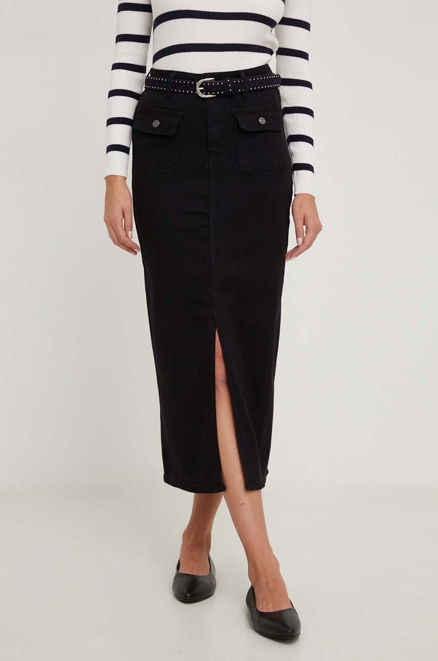 Džínová sukně Answear Lab černá barva, maxi, pouzdrová - černá - 70 % Bavlna