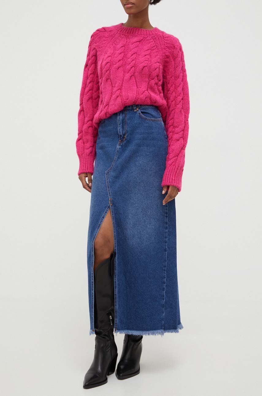 Answear Lab Fusta Jeans Midi, Drept