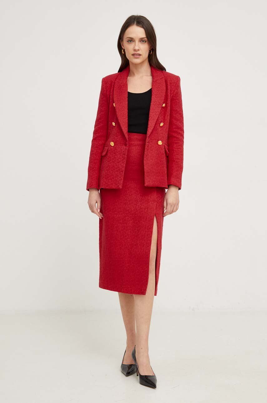 Bavlněná sukně Answear Lab červená barva, midi, pouzdrová