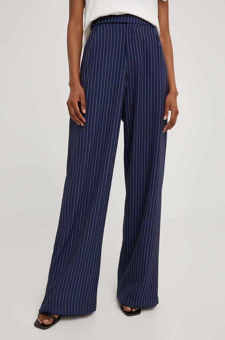 Answear Lab pantaloni femei, culoarea albastru marin, lat, high waist image0