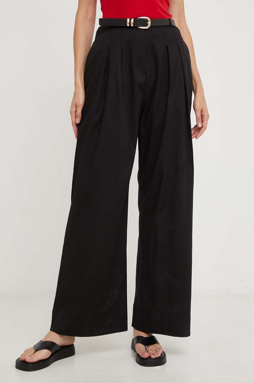 Answear Lab pantaloni femei, culoarea negru, drept, high waist Answear