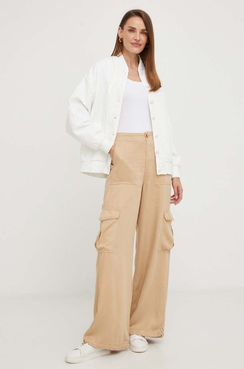 Answear Lab Pantaloni Femei, Culoarea Maro, Lat, High Waist