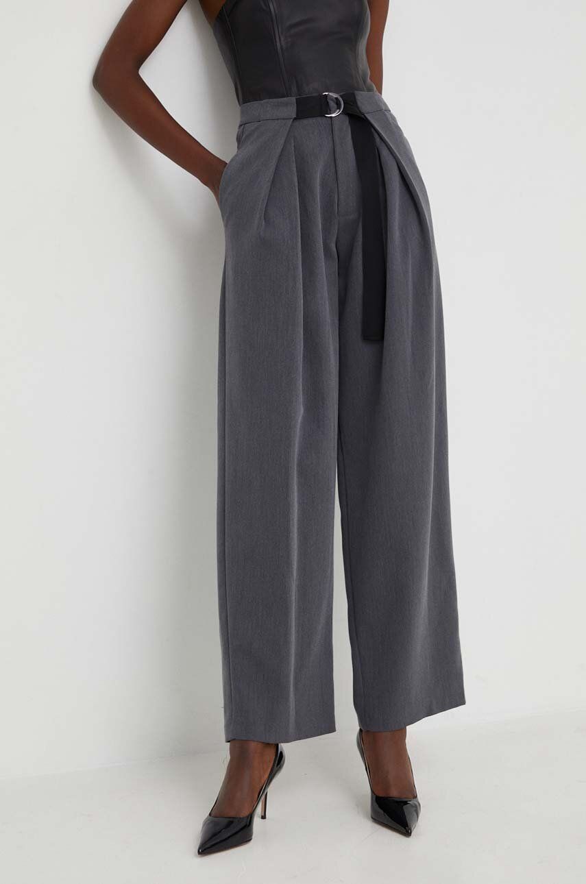 Answear Lab pantaloni X limited collection NO SHAME femei, culoarea gri, lat, high waist