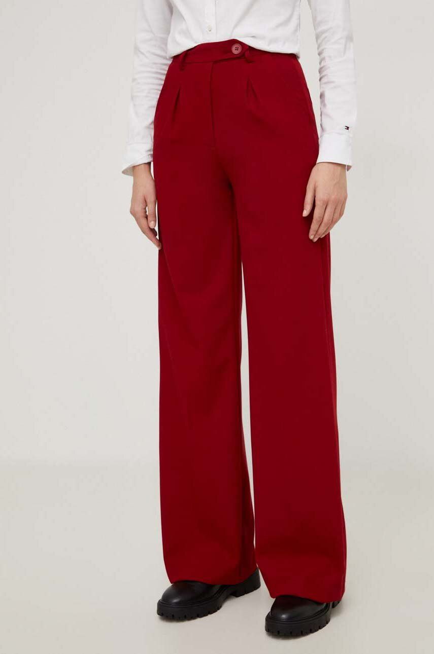 Levně Kalhoty Answear Lab dámské, červená barva, zvony, high waist