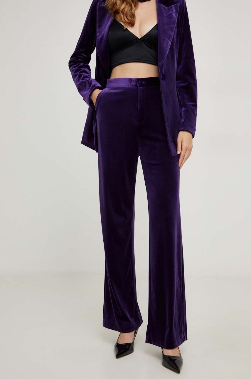 Answear Lab Pantaloni Femei, Culoarea Violet, Drept, High Waist