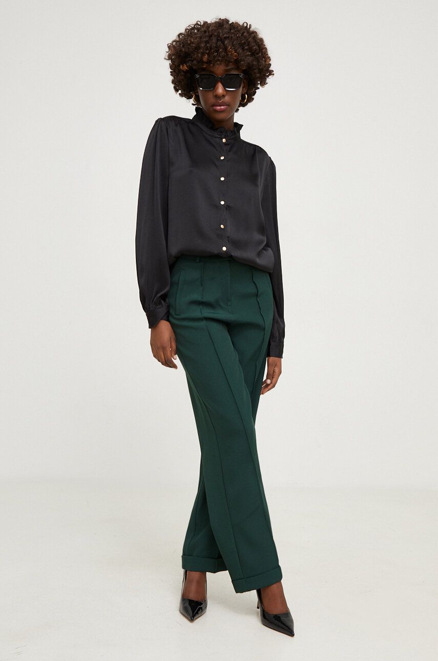 Levně Kalhoty Answear Lab dámské, zelená barva, jednoduché, high waist