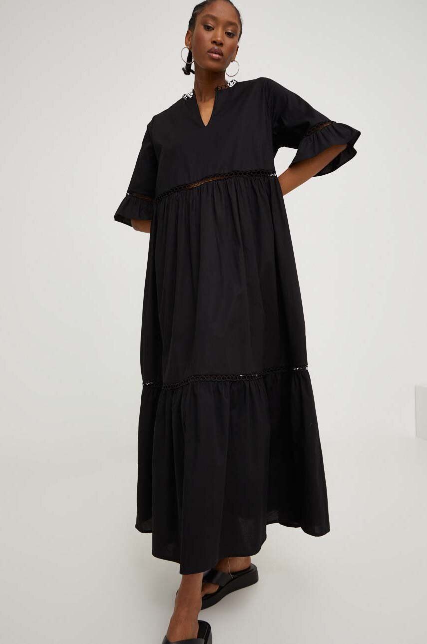 Answear Lab rochie din bumbac culoarea negru, midi, evazati image7