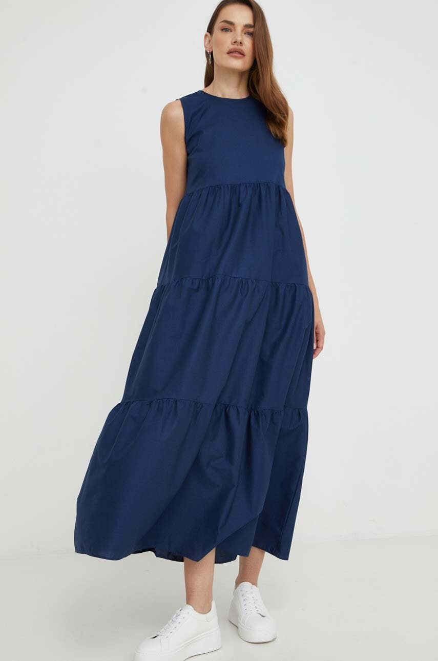 Answear lab rochie din bumbac culoarea albastru marin, maxi, evazati