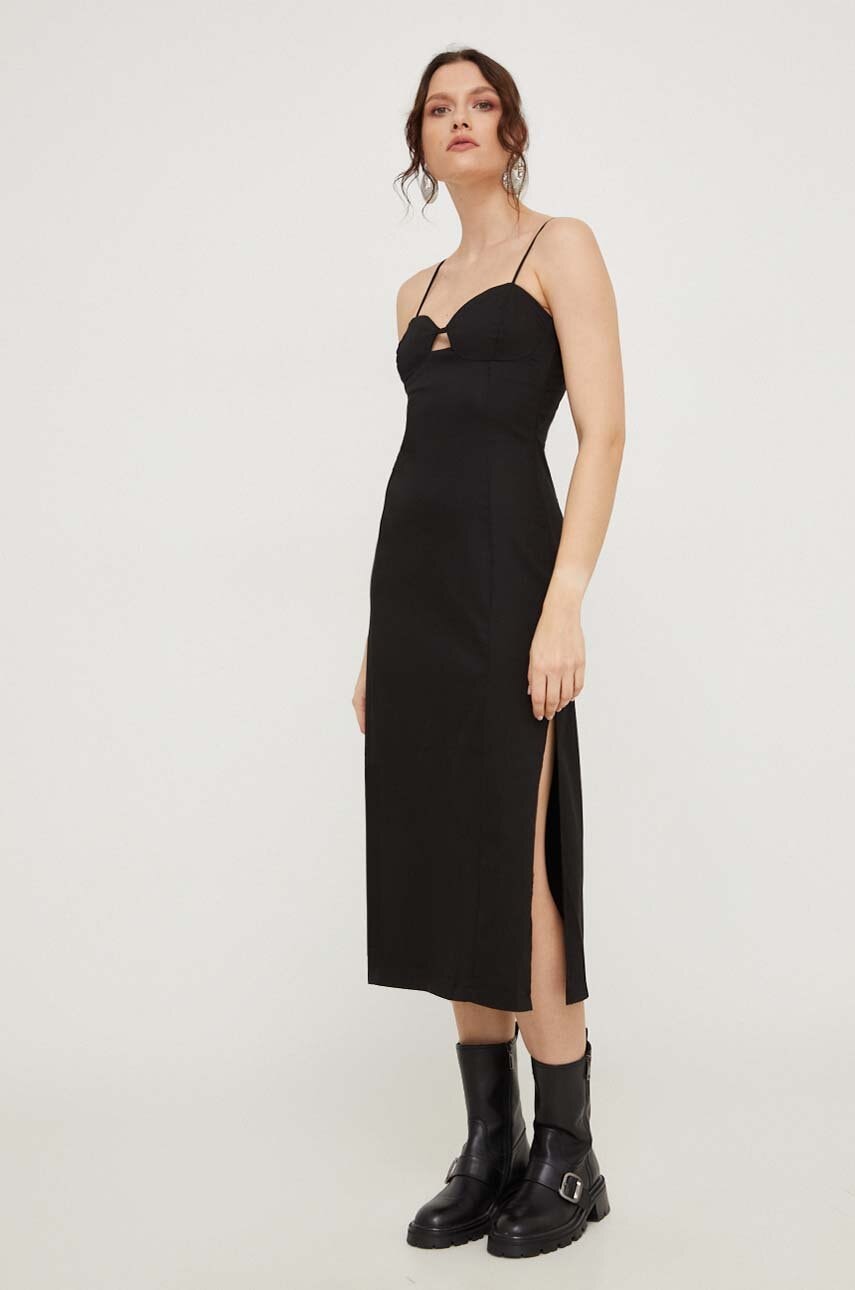 Answear Lab rochie culoarea negru, midi, mulată