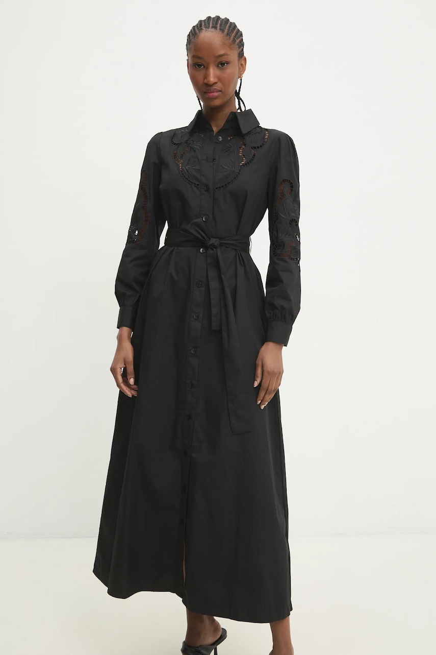 Answear Lab rochie din bumbac culoarea negru, maxi, evazati Answear Lab rochie din bumbac culoarea negru, maxi, evazati