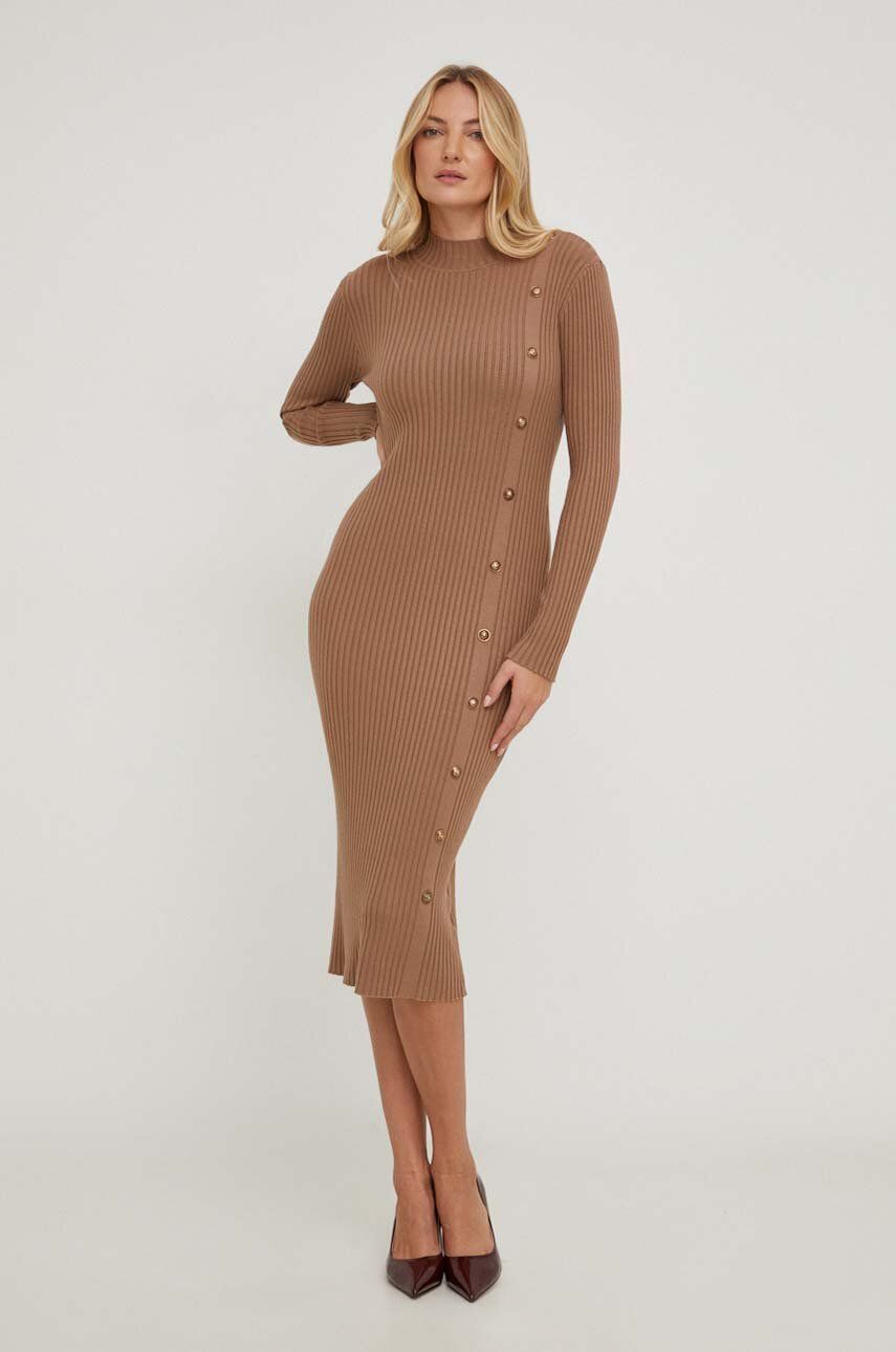 Answear Lab Rochie Culoarea Maro, Midi, Mulata