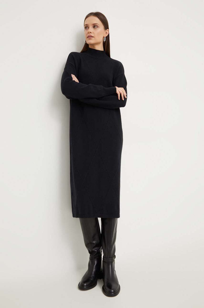 Answear Lab rochie din amestec de lana culoarea negru, midi, oversize