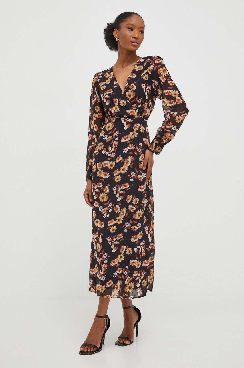 Answear Lab rochie culoarea negru, midi, evazati - Shoppu.ro