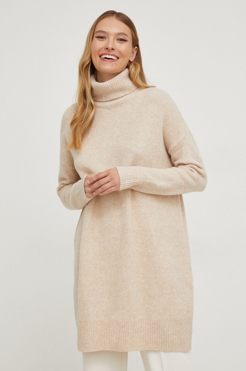 Answear Lab rochie din lana culoarea bej, mini, drept