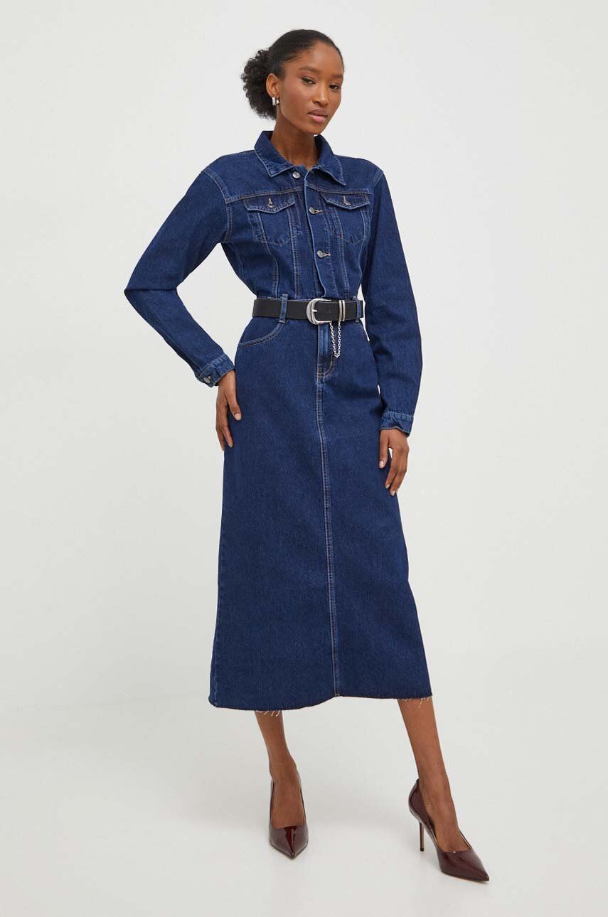 Answear Lab Rochie Jeans Midi, Evazati