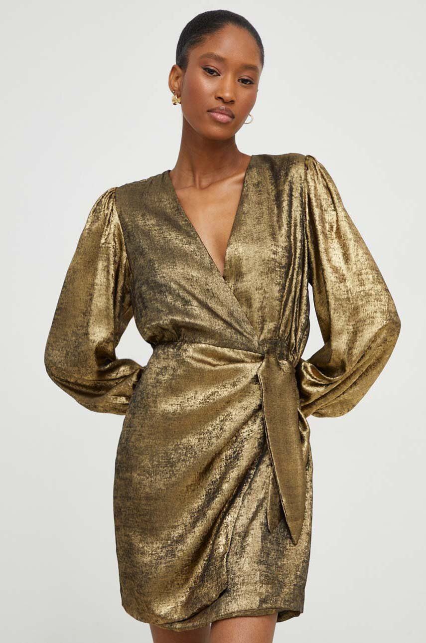 Šaty Answear Lab zlatá barva, mini - zlatá - 100 % Polyester