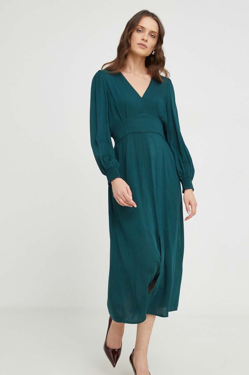 Answear Lab rochie culoarea verde, maxi, evazati