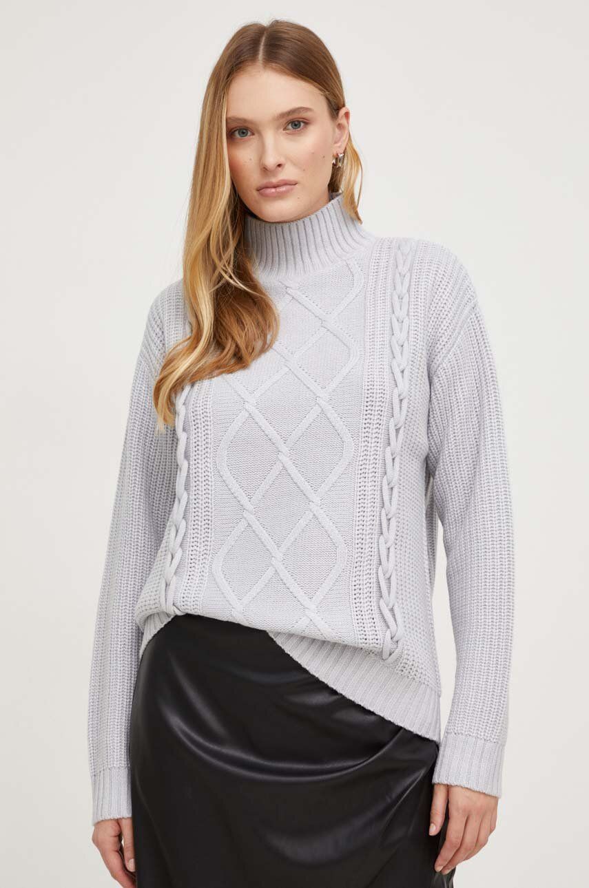 Answear Lab pulover femei, culoarea gri, călduros, cu guler