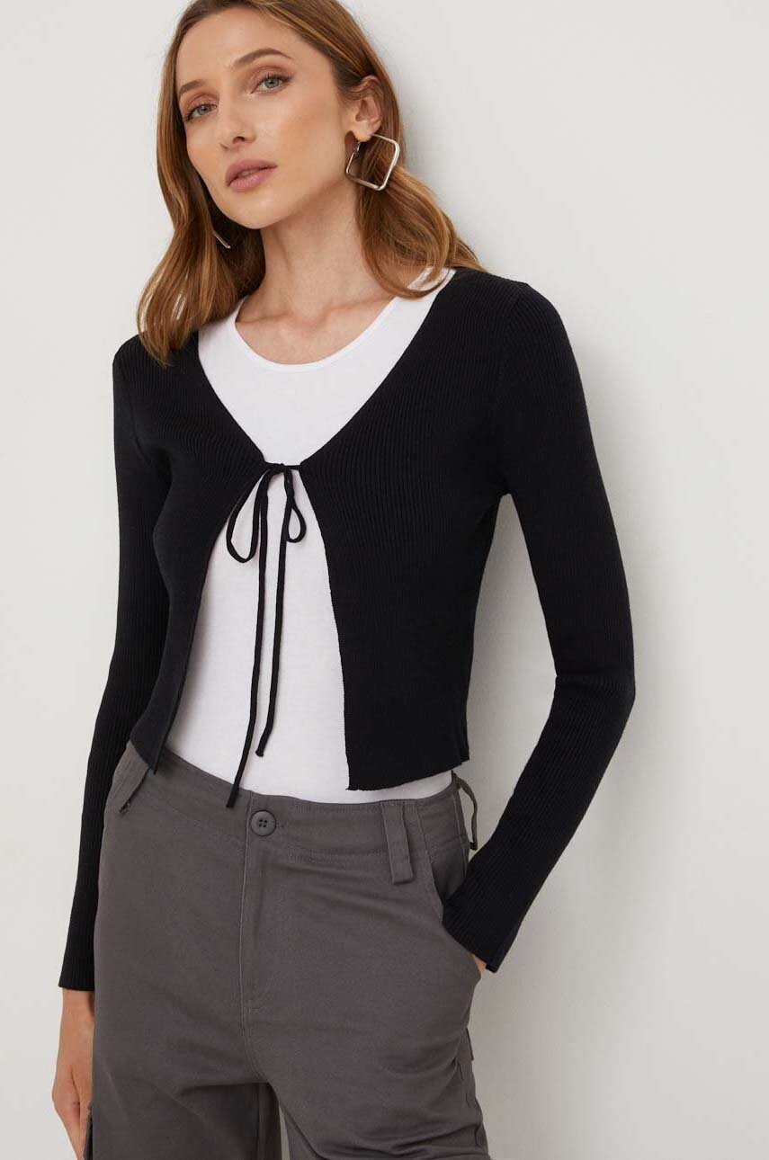 Answear lab cardigan de lana culoarea negru, light