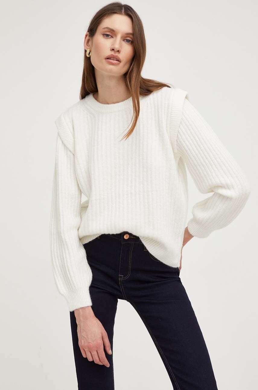 Answear Lab pulover X limited collection NO SHAME femei, culoarea alb