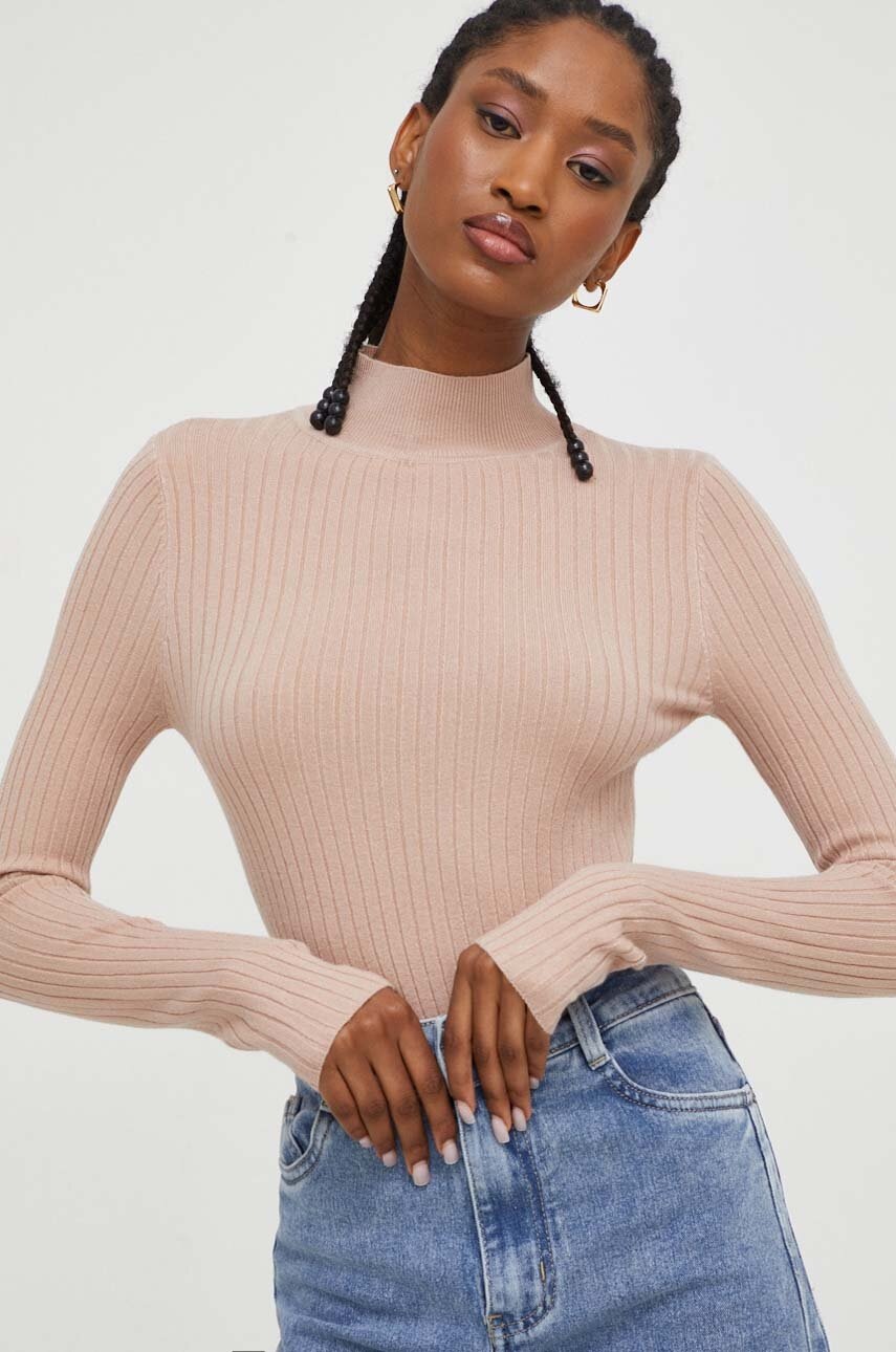 Answear Lab pulover femei, culoarea bej, light, cu turtleneck