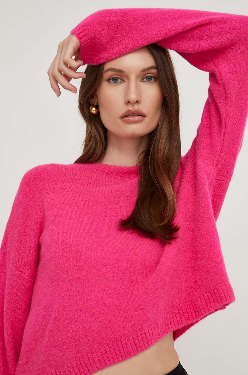 Answear Lab pulover de lana X limited collection NO SHAME culoarea roz, light