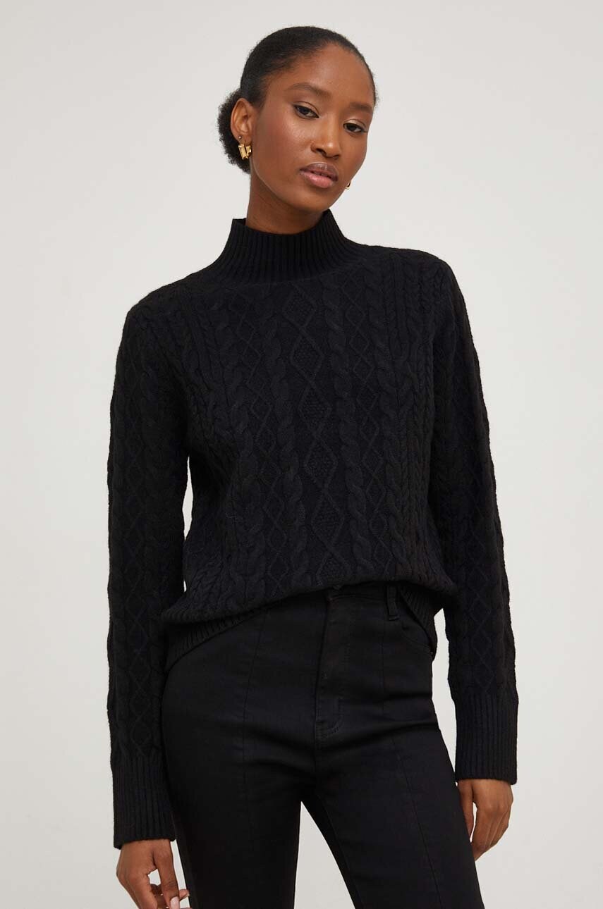 Answear Lab pulover de lana culoarea negru, cu turtleneck