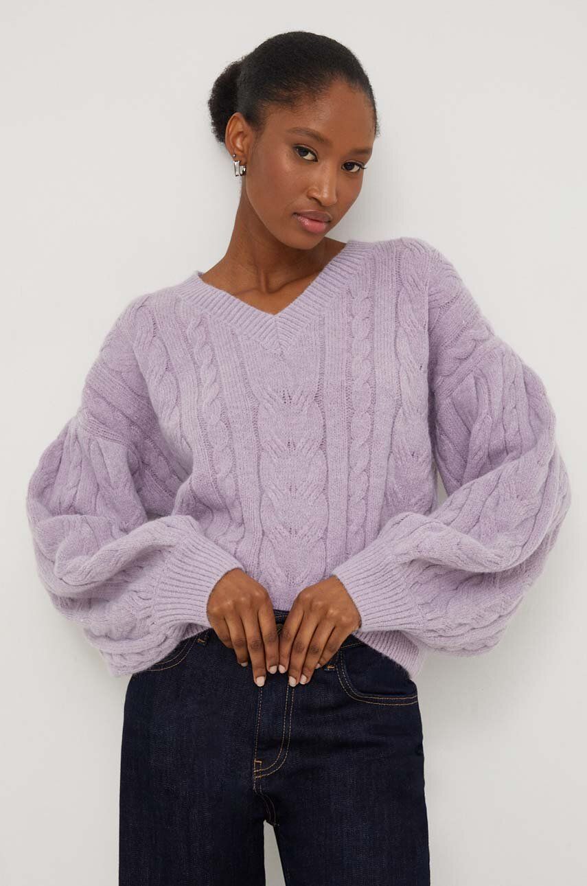 Answear Lab pulover de lana culoarea violet, călduros