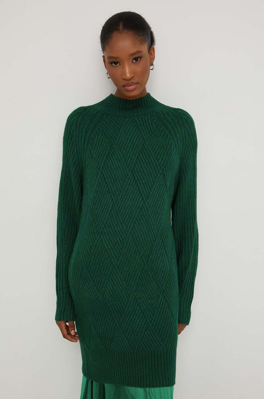 Answear Lab pulover de lana culoarea verde, cu turtleneck