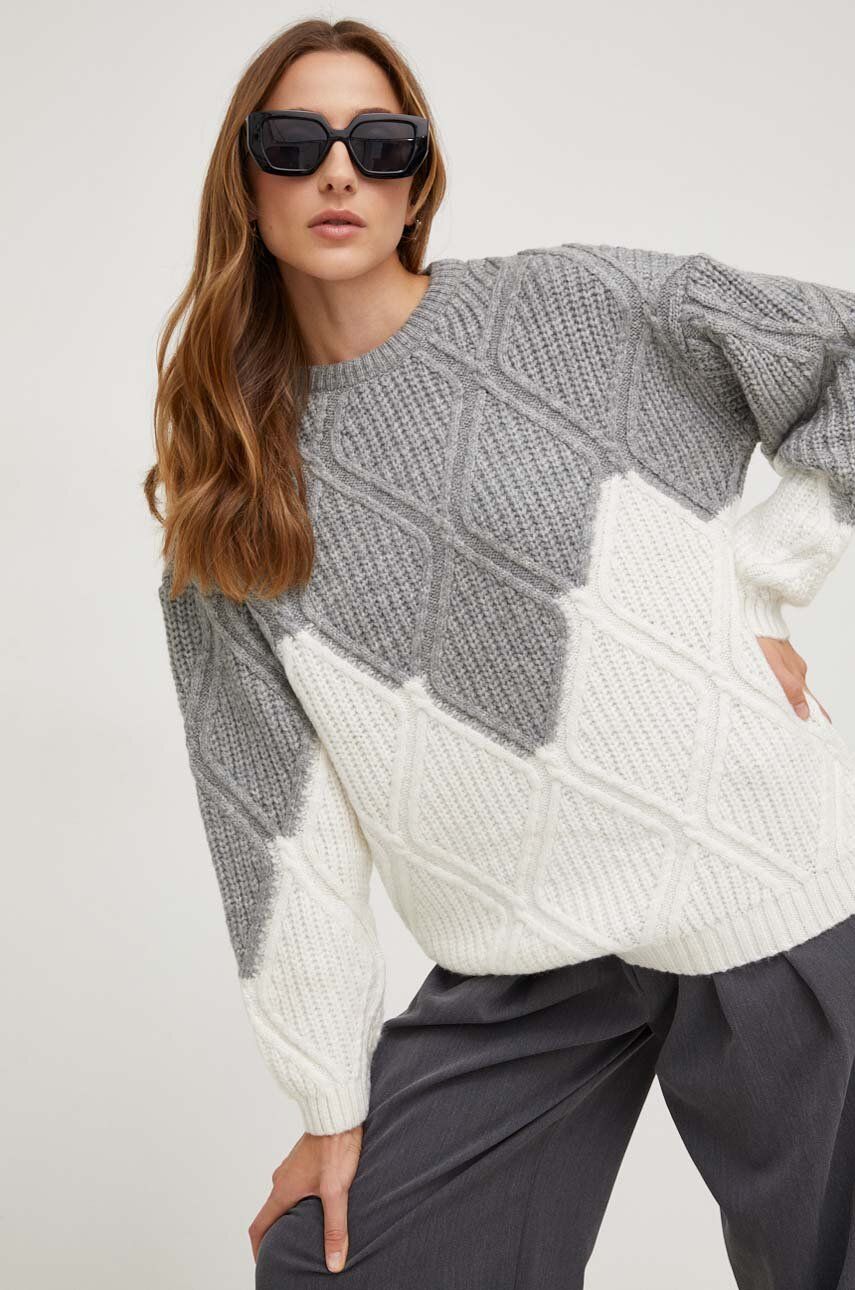Answear Lab pulover de lana culoarea gri, călduros