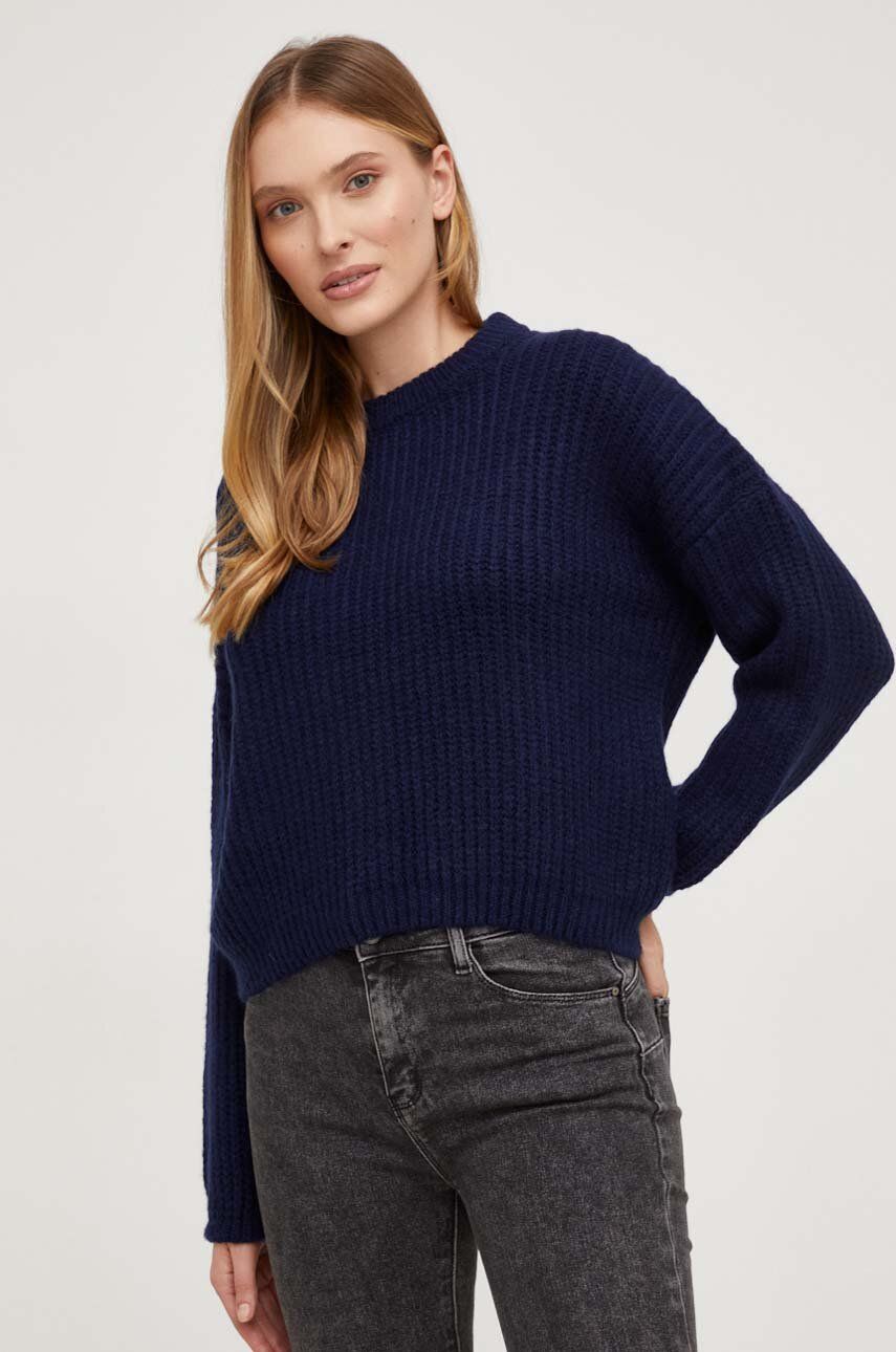 Answear Lab pulover de lana culoarea albastru marin, călduros