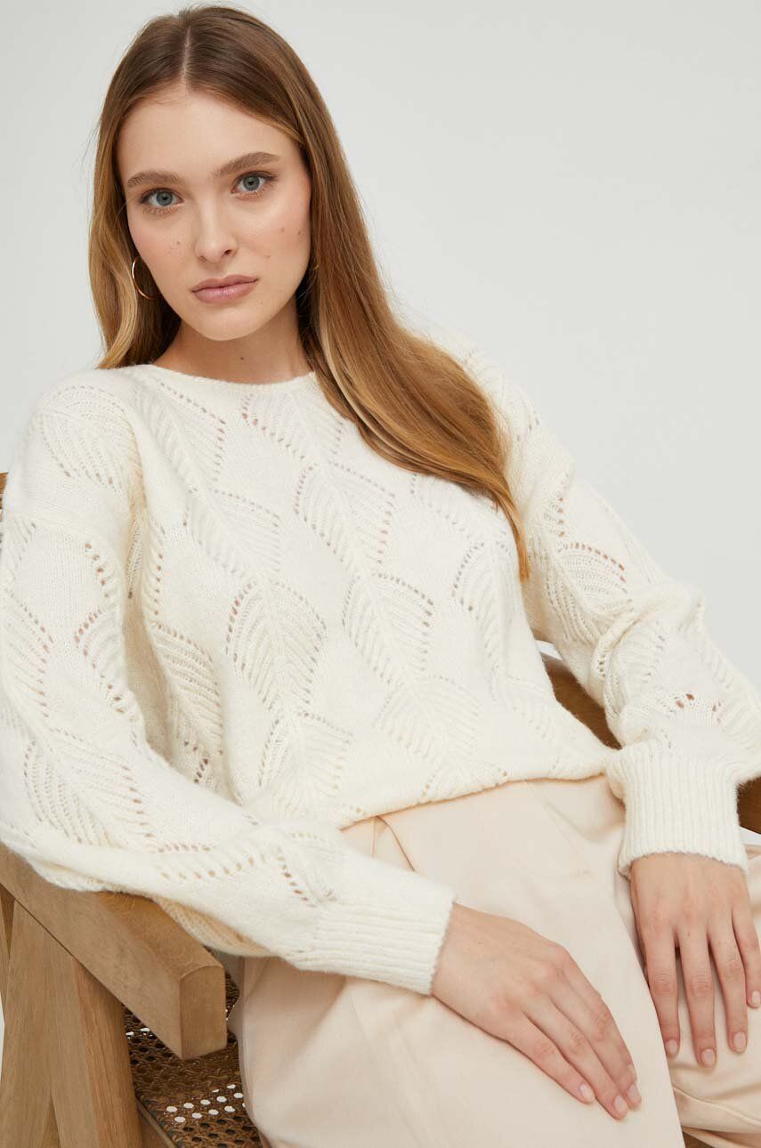Answear Lab pulover de lana culoarea bej, light