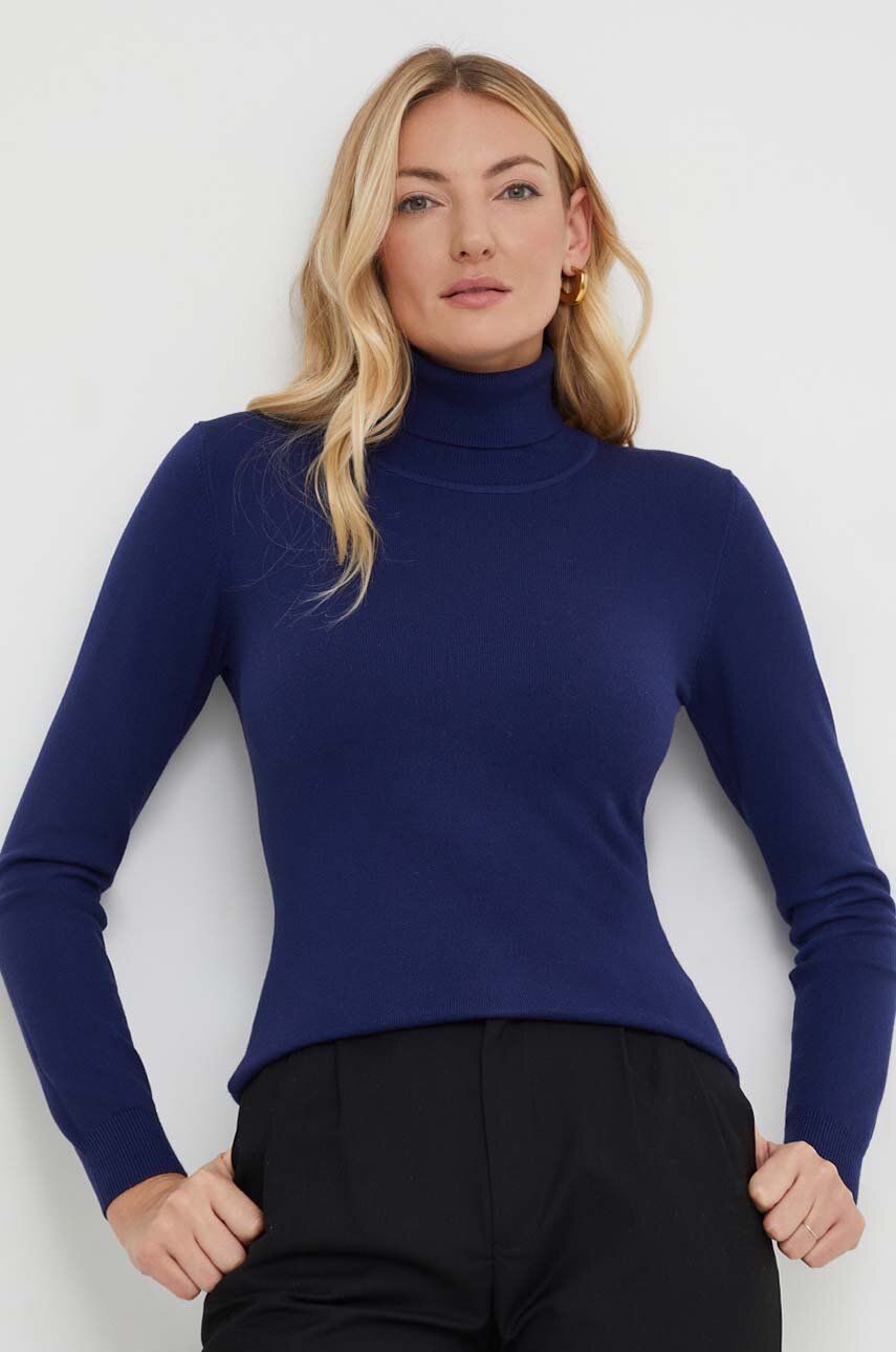 Answear Lab pulover de cașmir culoarea albastru marin, light, cu guler
