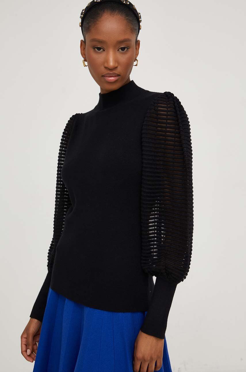 Answear Lab pulover femei, culoarea negru, cu guler