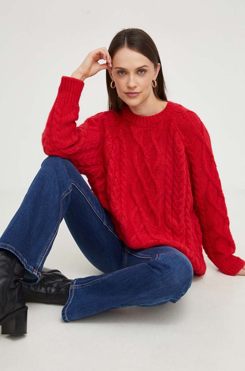 Answear Lab pulover de lana culoarea rosu